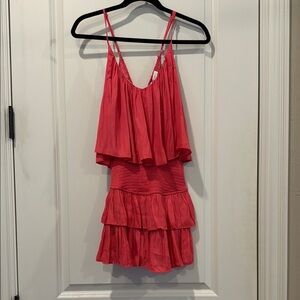 Pink Layered satiny dress - mustard seed - size small - beach?